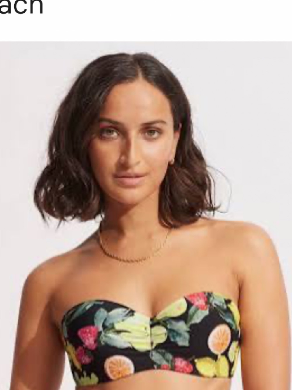 Seafolly Black and Yellow Tropical Bandeau Bikini Top